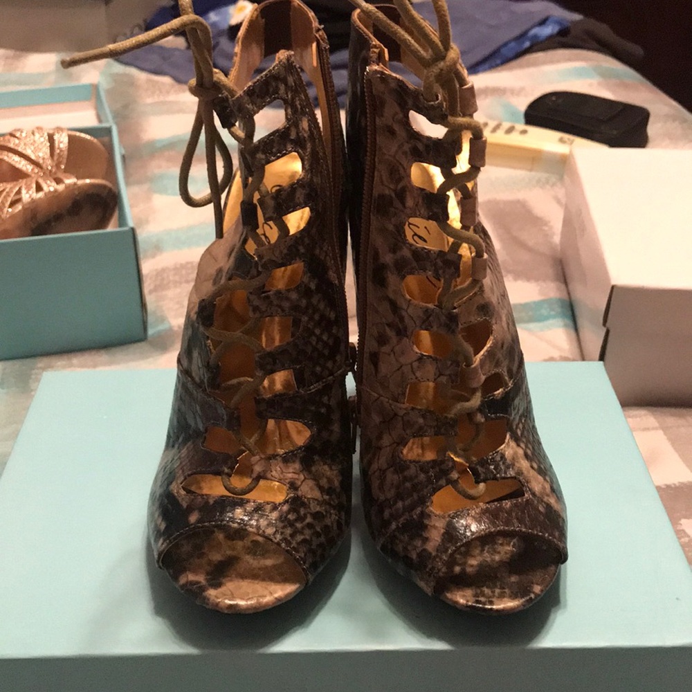 Snake print heels